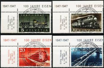 Briefmarken: 277-280 - 1947 100 Jahre Schweizer Eisenbahnen