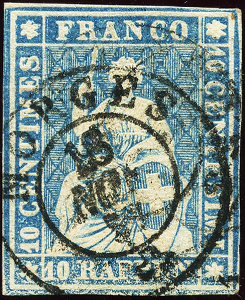Bild-1: 23Cc.2.01 - 1856-1857, Stampa di Berna, 3a tiratura, carta di Zurigo