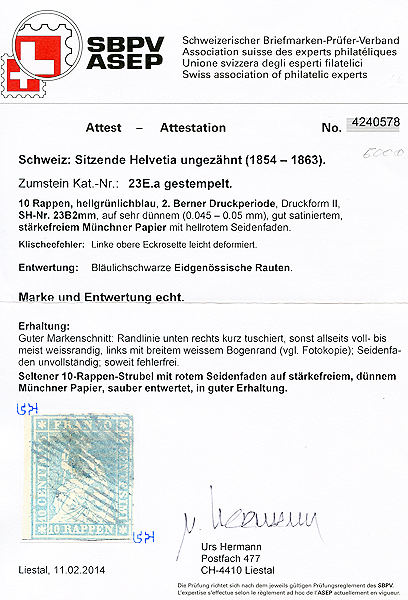 Bild-3: 23Ea-SH23B2mm - 1856, Bern print, 2nd printing period, Munich paper
