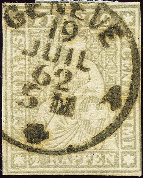 Bild-1: 21G - 1862, Bern print, 4th printing period, Zurich paper