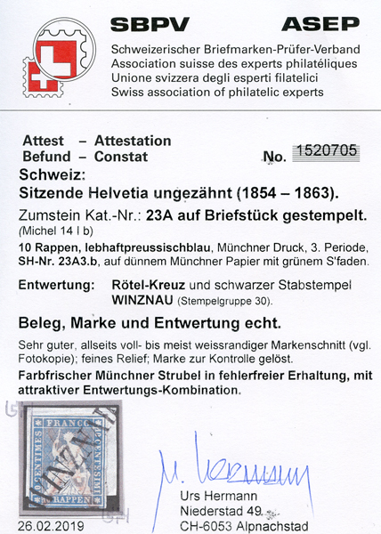 Bild-3: 23A - 1854, Munich pressure, 3rd printing period, Munich paper
