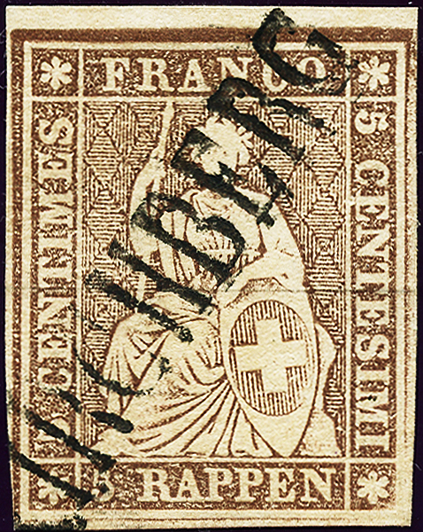 Bild-1: 22D - 1857, Stampa di Berna, 3a tiratura, carta di Zurigo