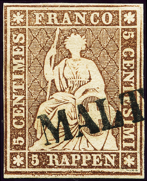 Bild-1: 22D - 1857, Estampe de Berne, 3e période d'impression, papier de Zurich