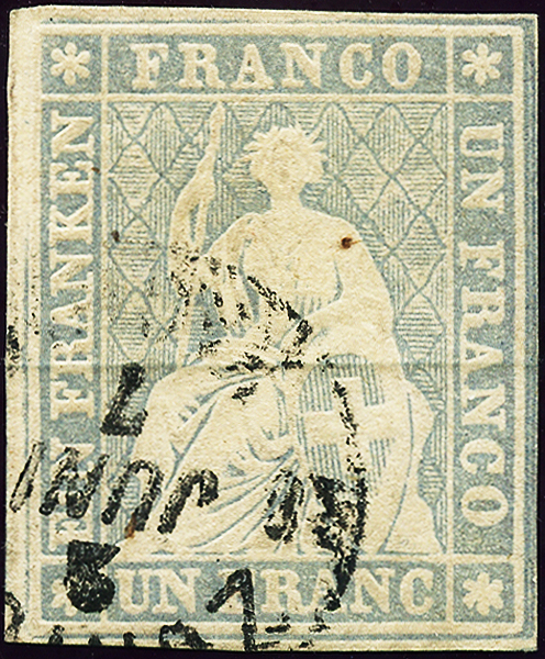 Bild-1: 27C - 1855, Estampe de Berne, 2e période d'impression, papier de Munich