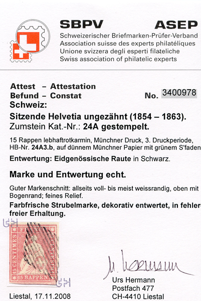 Bild-2: 24A - 1854, Münchner Druck, 3. Druckperiode, Münchner Papier