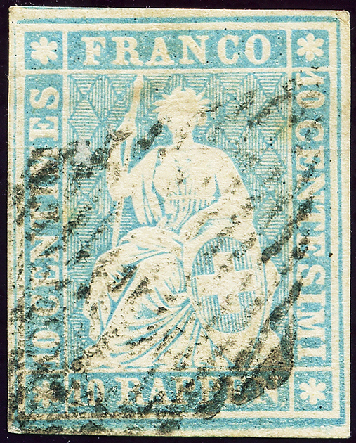 Bild-1: 23Ca - 1856, Estampe de Berne, 2e période d'impression, papier de Munich