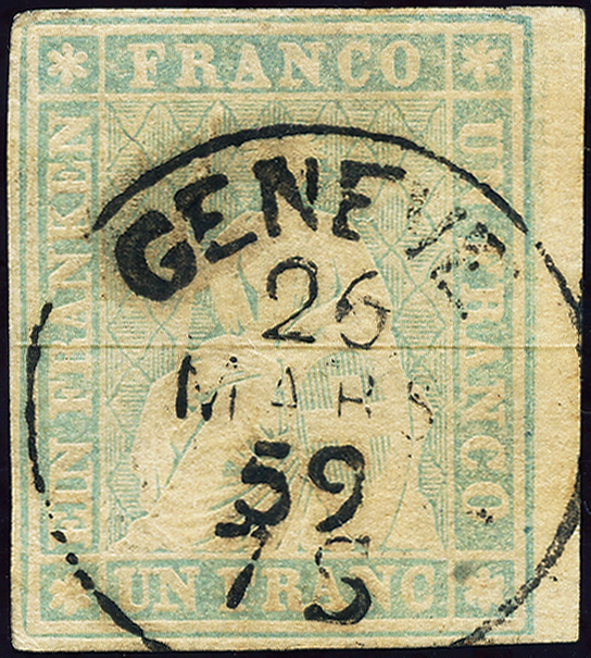 Bild-1: 27D - 1855, Estampe de Berne, 2e période d'impression, papier de Munich
