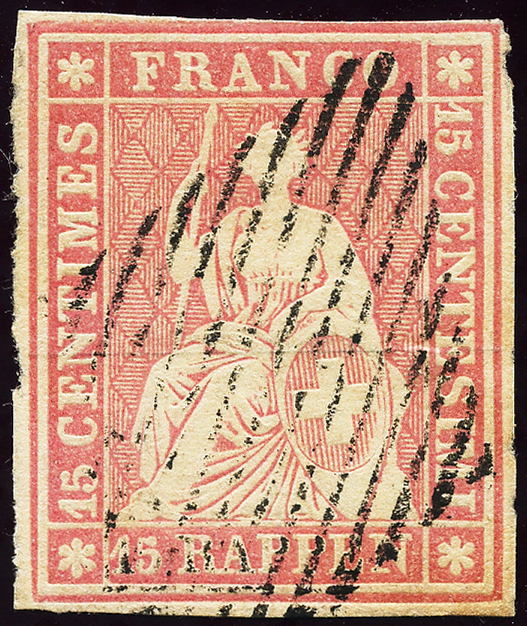 Bild-1: 24B - 1855, Stampa di Berna, 1° periodo di stampa, carta di Monaco