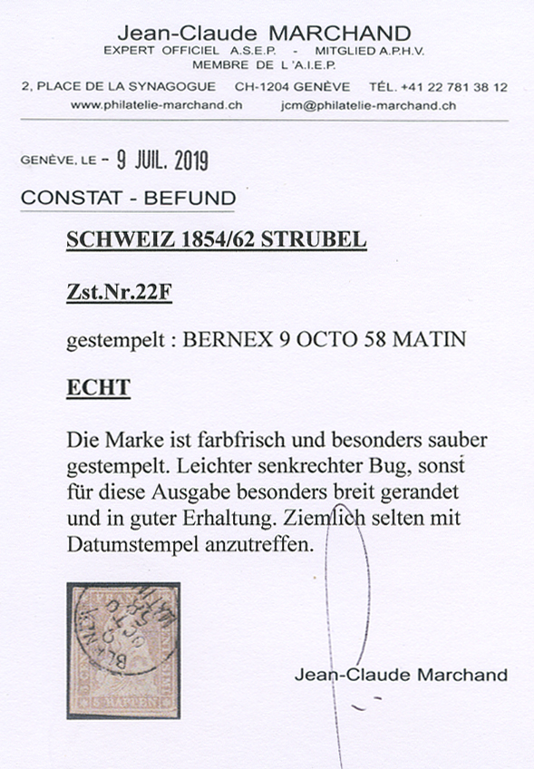 Bild-3: 22F - 1856, Impression de Berne, 1ère période d'impression, papier de Munich