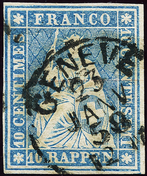 Bild-1: 23E - 1856, Estampe de Berne, 3e période d'impression, papier de Zurich