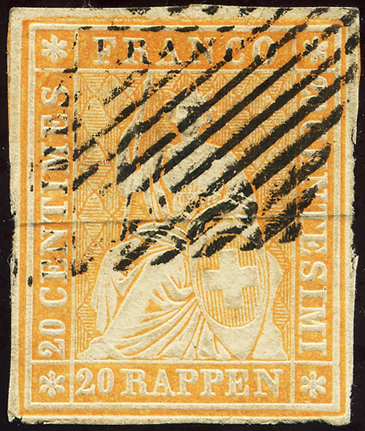 Bild-1: 25B - 1854, Bern printing, 1st printing period, Munich paper