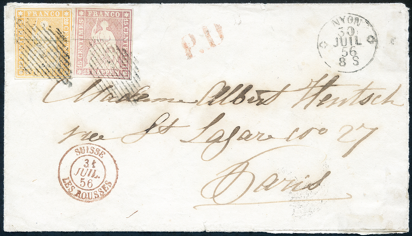 Bild-1: 24B-25B - 1854-55, Tipografia Berna, 1° periodo di stampa, carta Monaco