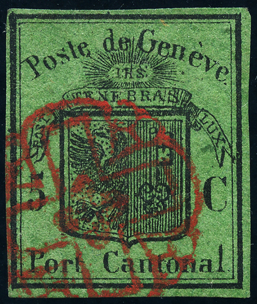 Bild-1: 7 - 1848, Kanton Genf, Grosser Adler dunkelgrün