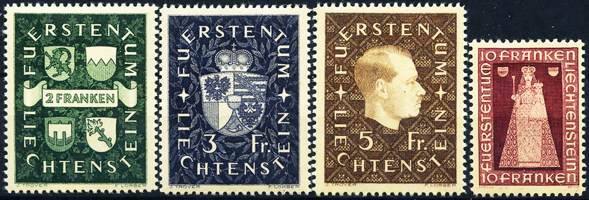 Bild-1: FL147-FL150 - 1939-1941, Wappen, Fürst und Madonna von Dux