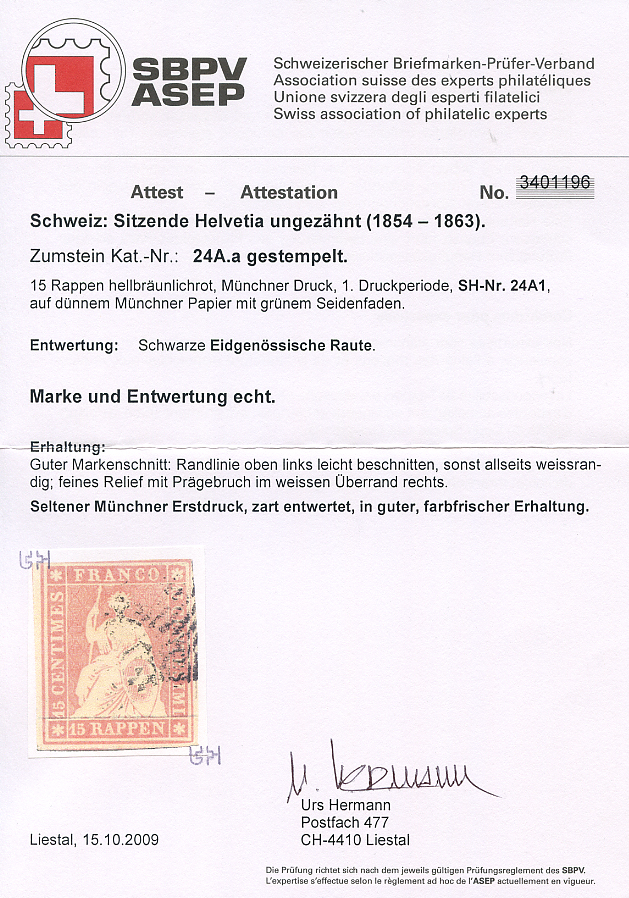 Bild-2: 24Aa - 1854, Pression de Munich, 1ère période d'impression, papier de Munich