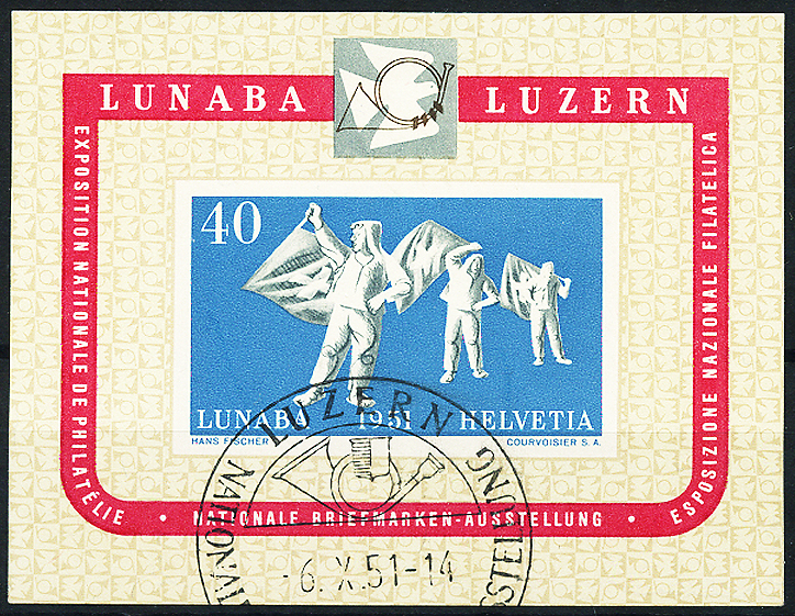 Bild-1: W32 - 1951, Gedenkblock zur nat. Briefmarkenausstellung in Luzern