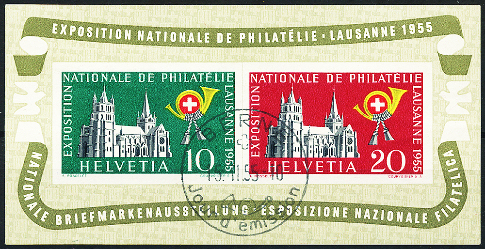 Bild-1: W35 - 1955, Gedenkblock zur nat. Briefmarkenausstellung in Lausanne