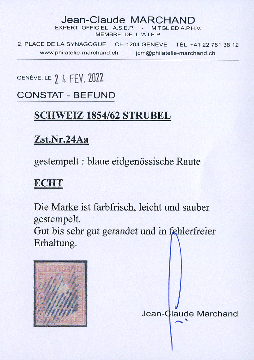 Bild-2: 24Aa - 1854, Münchner Druck, 1. Druckperiode, Münchner Papier