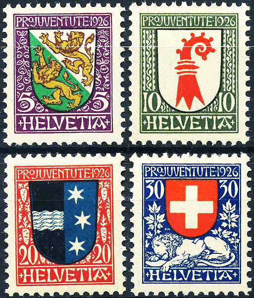 Bild-1: J37-J40 - 1926, Kantons- und Schweizer Wappen