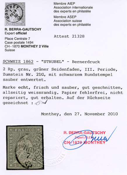 Bild-3: 21G - 1862, Estampe de Berne, 4e période d'impression, papier de Zurich