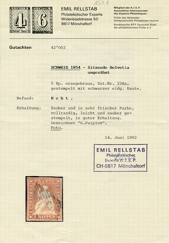 Bild-3: 22Aa - 1854, Munich pressure, 1st printing period, Munich paper