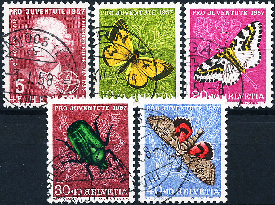 Bild-1: J168-J172 - 1957, Bildnis Leonhard Eulers und Insektenbilder
