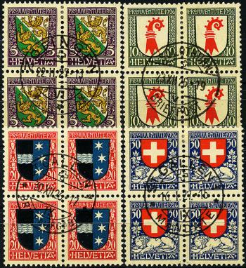 Briefmarken: J37-J40 - 1926 Kantons- und Schweizer Wappen