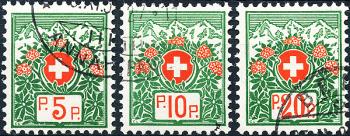 Stamps: PF11B-PF13B - 1927 Free postage, Swiss coat of arms with alpine roses