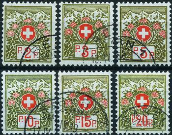 Stamps: PF2B-PF7B - 1911-1926 Free postage, Swiss coat of arms and alpine roses