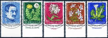 Briefmarken: J183-J187 - 1960 Pro Juventute, Bildnis Alexandre Calames und Blumenbilder
