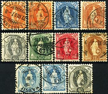 Briefmarken: 86A-89B - 1905-1906 Stehende Helvetia, weisses Papier, 13+14 Zähne, WZ