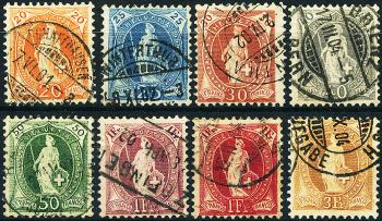Briefmarken: 66E-75E - 1900-1903 Stehende Helvetia, weisses Papier, 14 Zähne, KZ B