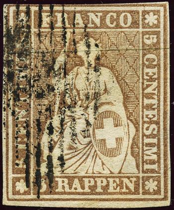 Briefmarken: 22F - 1856 Berner Druck, 1. Druckperiode, Münchner Papier