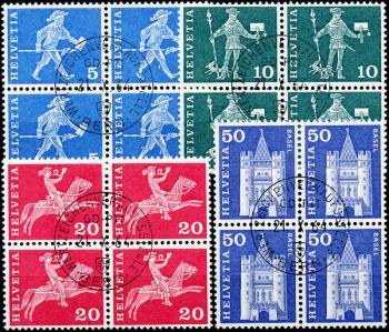 Briefmarken: 355RL-363RL - 1964 Postgeschichtliche Motive und Baudenkmäler, Leuchtstoffpapier violette Faserung
