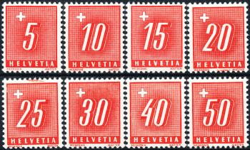 Stamps: NP54y-NP61y - 1938 Numeral and cross, smooth paper