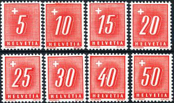 Briefmarken: NP54z-NP61z - 1938 Ziffer und Kreuz, geriffeltes Papier
