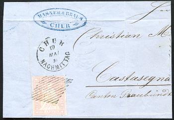 Briefmarken: 24F - 1857 Berner Druck, 1. Druckperiode, Münchner Papier