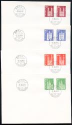 Briefmarken: 355L-360L, 363L,367L - 1963 Postgeschichtliche Motive und Baudenkmäler, Leuchtstoffpapier violette Faserung