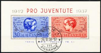 Briefmarken: J83I-J84I - 1937 Jubiläumsblock 25 Jahre Pro Juventute Marken