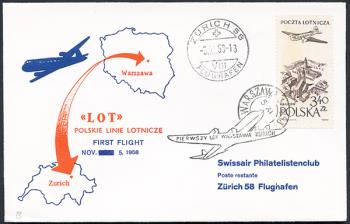 Briefmarken: RF58.15 a. - 5. November 1958 Warschau - Zürich