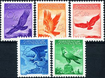 Stamps: F9z-F13z - 1936 Eagle motifs, fluted paper