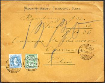 Briefmarken: 73E, 65B - 1901 weisses Papier, 14 Zähne und Faserpapier, KZ B