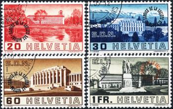 Briefmarken: SDN61-SDN64 - 1938 Bilder der Völkerbunds- und Arbeitsamtgebäude, kreisförmiger Aufdruck