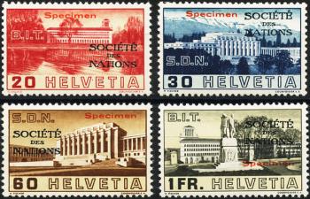 Briefmarken: SDN57-SDN60 - 1938 Bilder der Völkerbunds- und Arbeitsamtgebäude, SPECIMEN