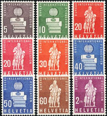 Francobolli: BIÉ40-BIÉ48 - 1960 Rappresentazione simbolica e monumento Pestalozzi, viraggio di colore e valori integrativi
