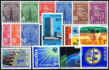 Timbres: UIT1-UIT18 - 1958-2003 Diverses représentations de l'association des télécommunications à Genève