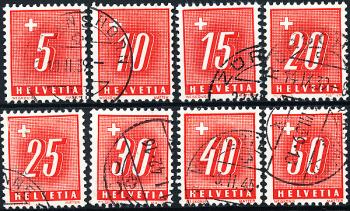 Briefmarken: NP54y-NP61y - 1938 Ziffer und Kreuz, glattes Papier