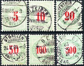 Thumb-1: NP17A K-NP22A K - 1883, Rahmen hellblaugrün, Wertziffer karminrot, Type II