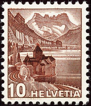 Briefmarken: 242z - 1939 Schloss Chillon, geriffeltes Papier