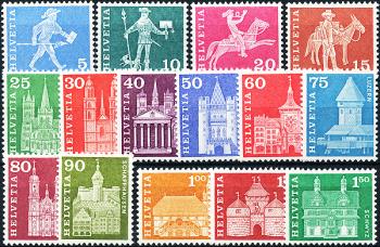Briefmarken: 355L-371L - 1963-1968 Postgeschichtliche Motive und Baudenkmäler, Leuchtstoffpapier violette Faserung